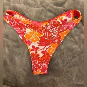 Roxy Floral Bikini Bottom - Red and Orange